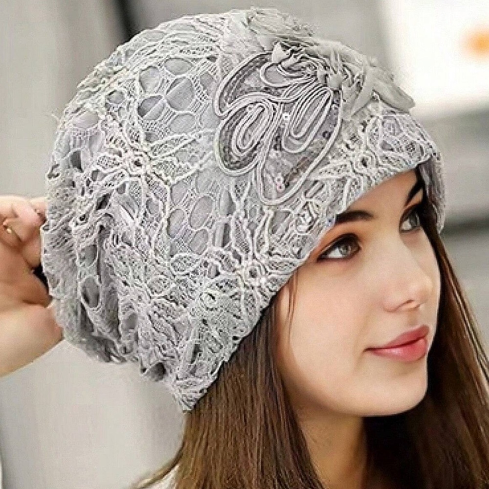 Luxe Sequin Floral Applique Lightweight Hat